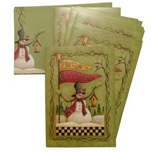New 14 green Hallmark christmas cards set snowman cardinal bird house